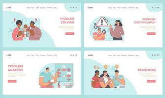 Problem-solving stages set. Flat vector illustration