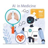 Ai integration. Artificial intelligence and human synergy. Health-focused vector