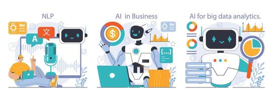 ai integración colocar. artificial inteligencia y humano sinergia neural red vector