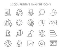 icono conjunto para competitivo análisis. esencial visual herramientas para mercado investigación. vector