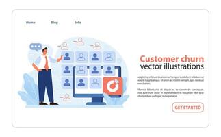 Professional analyzing customer churn on a digital screen. vector