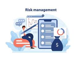 Mastering diversification through risk management. Flat vector illustration.