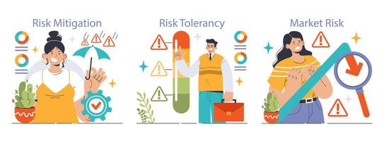 Risk management set illustrating. Flat vector illustration