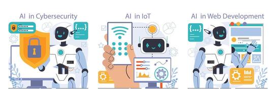 ai integración colocar. artificial inteligencia y humano sinergia neural red vector