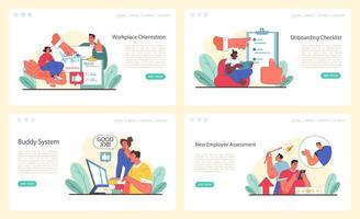 Onboarding web or landing set. Comprehensive orientation, detailed vector