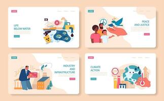 Sustainable development web or landing set. Global action for better vector