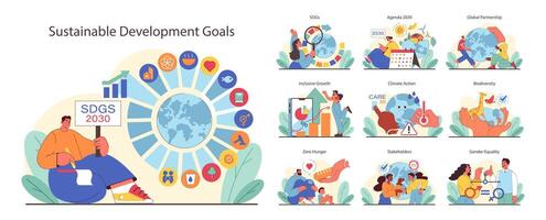 Sustainable Development Goals set. Global objectives for 2030. vector