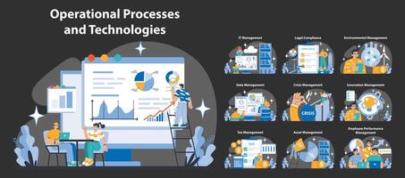 Operational processes and technologies concept. Flat vector illustration.