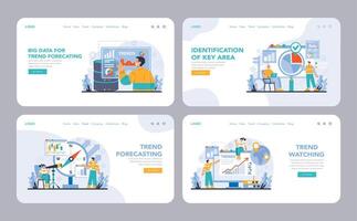 Trend watching web or landing set. Specialist tracking new business vector