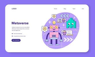 Metaverse web banner or landing page. VR futuristic technology. vector