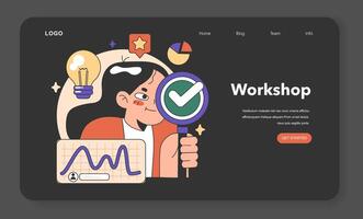 Training workshop web banner or landing page night or dark vector