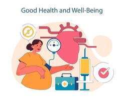 Good health and wellbeing. Access to healthcare and the importance vector