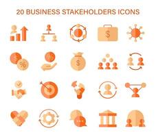 Set of business stakeholders icons, capturing essential elements vector