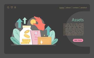 Assets concept. Building financial stability through asset accumulation and growth vector