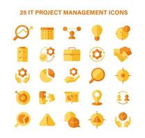 IT Project Management set. Comprehensive icons for teamwork, strategy, and planning. vector