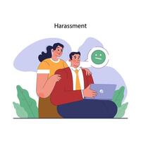 Sexual harassment in workplace. Assault and abuse behavior. Female vector