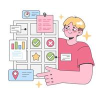 Efficient task management concept. Flat vector illustration