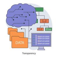 AI ethics. Artificial intelligence and neural network connected to data vector