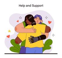 Help and Support concept. Compassionate embrace portraying emotional assistance. vector