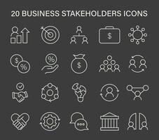 Set of business stakeholders icons, capturing essential elements vector