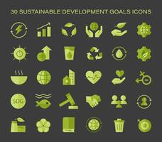 Sustainable development goals icon set. Global objectives visual guide. vector