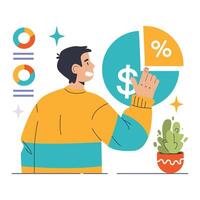 Dividends concept. Flat vector illustration