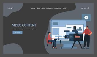 Content creation web banner or landing page dark or night mode. vector
