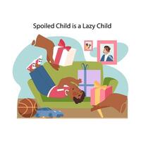 Spoiled and lazy child concept. Flat vector illustration