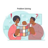 Collaborative problem-solving concept. Flat vector illustration