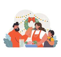 Characters celebrate Christmas and new year. Family members, mother vector