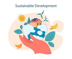 Sustainable Development. Nurturing the planet with renewable energy vector