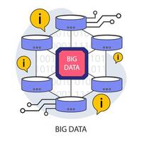 grande datos. intrincado red de datos Procesando y almacenamiento. vector