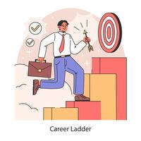 Career ladder. Ascent to success and goal achievement with ambition vector