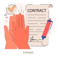 Business deal or agreement. Signing a contract or successful negotiation vector