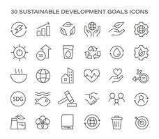 Sustainable development goals icon set. Global objectives visual guide. vector