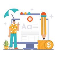 Insurance claim process concept. Flat vector illustration