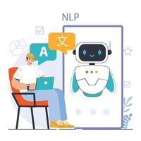 Chat bot. AI-powered customer service. Online consultation with artificial vector