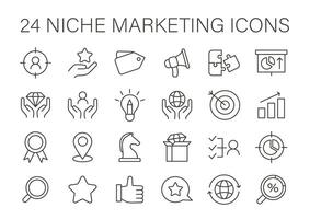 Niche Marketing set. Tailored strategy symbols for targeted audience engagement. vector