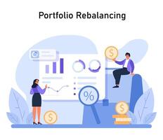 portafolio estrategia concepto. analizando y ajustando activo distribuciones vector