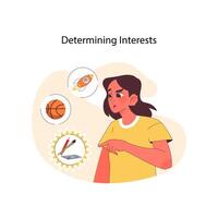 determinando intereses concepto. plano vector ilustración