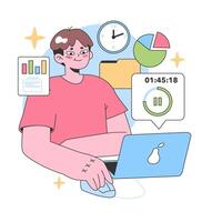 Efficient work concept. Flat vector illustration