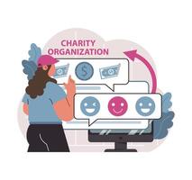 Online charity and charitable foundation. Web service to help people vector