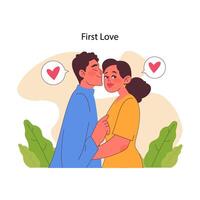 primero amor concepto. plano vector ilustración