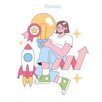 Confident entrepreneur Flat vector illustration.