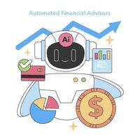 Automated Financial Advisors concept. Flat vector illustration