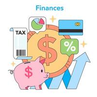 Finances. Financial planning, budget development, expense vector