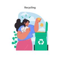 Recycling initiative concept. Demonstrates responsible disposal and material reuse. vector