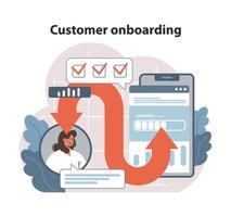 Customer onboarding concept. Efficient digital process guiding a new user through initial setup. vector