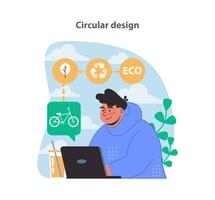 circular diseño concepto. exhibiendo sostenible producto desarrollo y ecoinnovación. vector