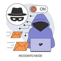 Incognito mode. Private access to browser. Anonymous search on laptop. vector